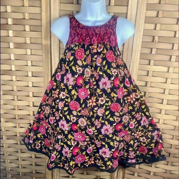 FREE PEOPLE Embroidered Tiered Floral Baby Doll Full Circle Open Back Mini Dress - Picture 1 of 7